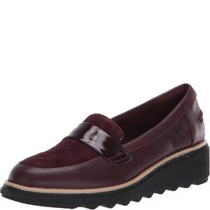 Clarks Womens Sharon Gracie Platform Loafers 6.5 M Color Burgundy